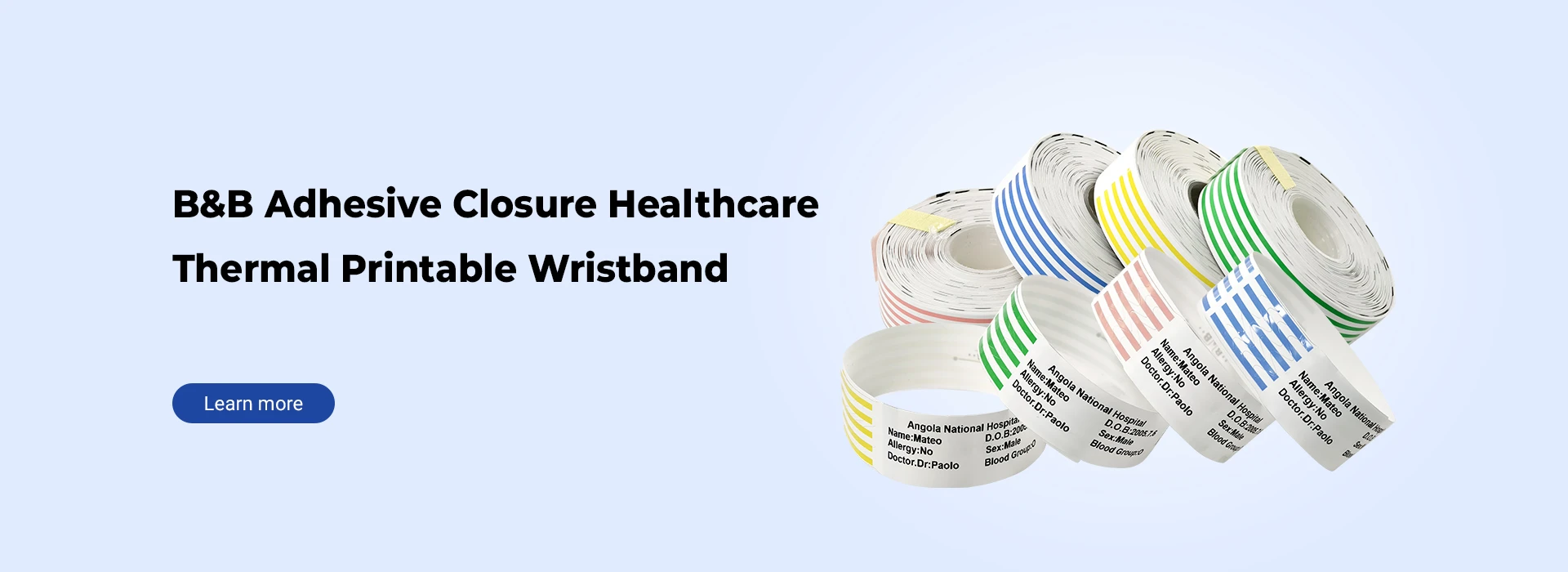Adhesive Closure Healthcare Thermal Printable Wristband